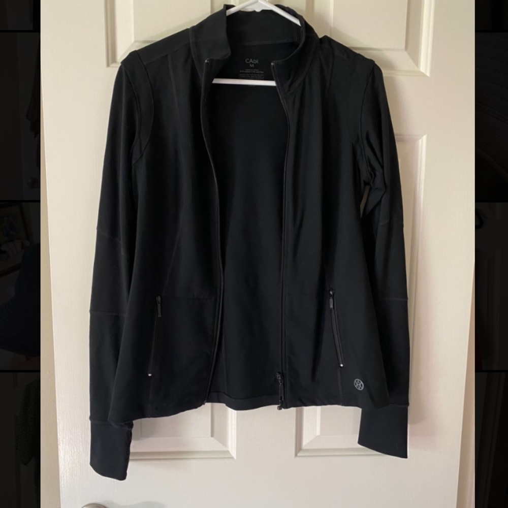 black CAbi workout zip-up